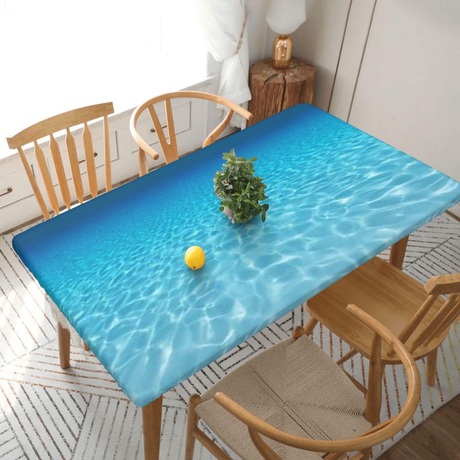 BNVSADC Tranquil Underwater Scenery Printed 5FT Tablecloth Polyester Kitchen Water Resistant Table Cloth Dining Table Decoration Table Covers, 152x76 CM