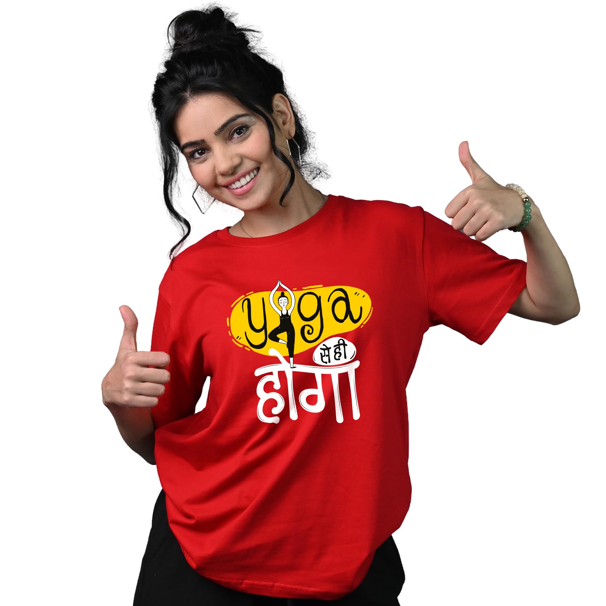 Women Cotton Half Sleeve Round Neck Comfort Fit T-Shirt with Printed Yoga Se Hi Hoga Graphic T-Shirt - Perfect Tshirt for Yoga Lovers-picture-38