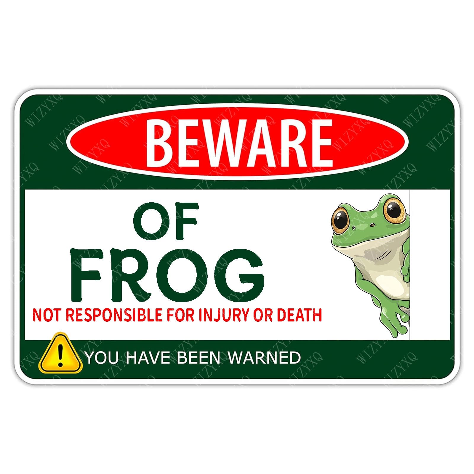 Tin Sign Beware Of Frog Not Responsible for Injury Or Death Funny Aluminum for Yard Outdoor Fence Wall Decor 8x12 Inch