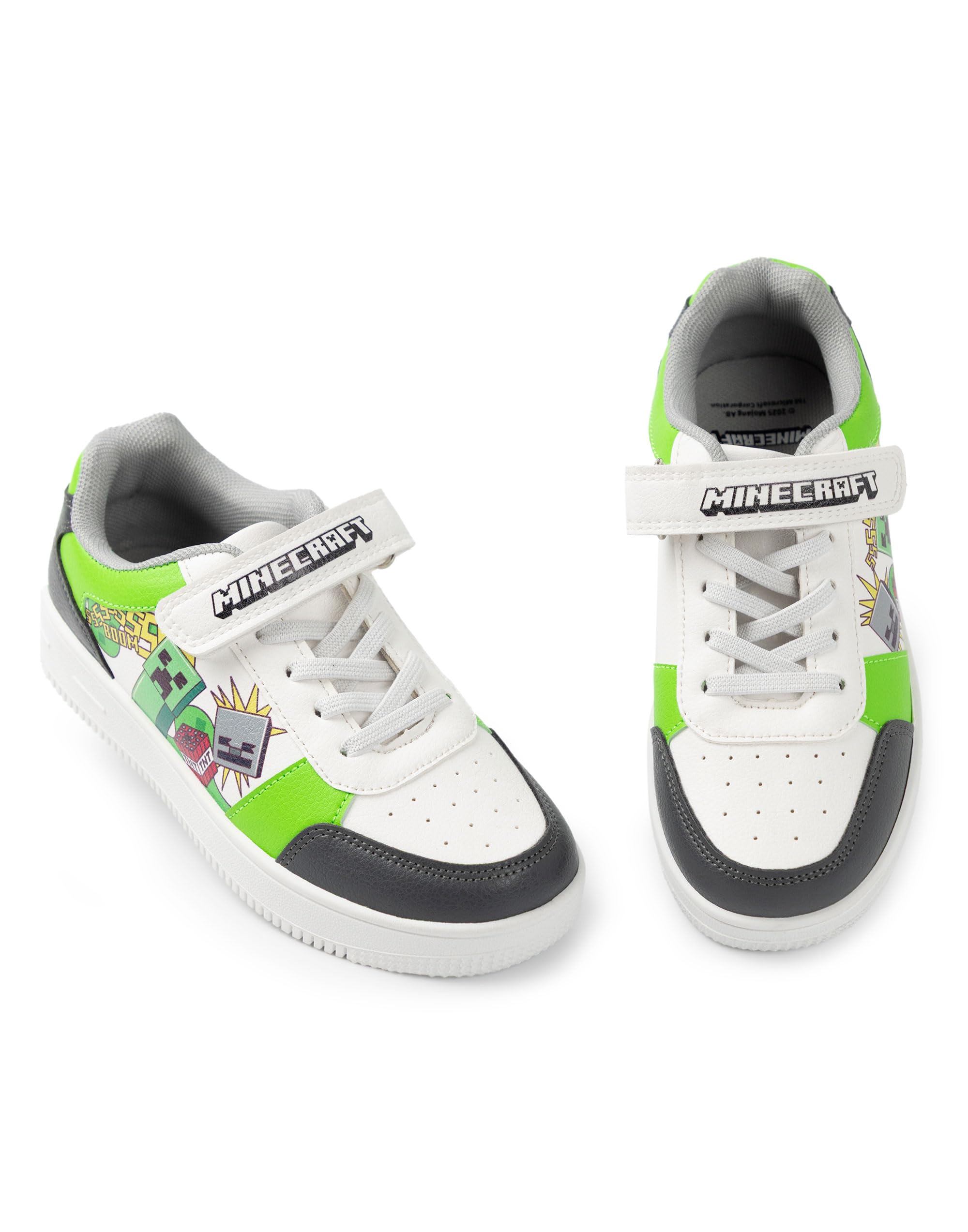 Baskets Minecraft Creeper pour garçon blanches vertes et noires à scratch - 8