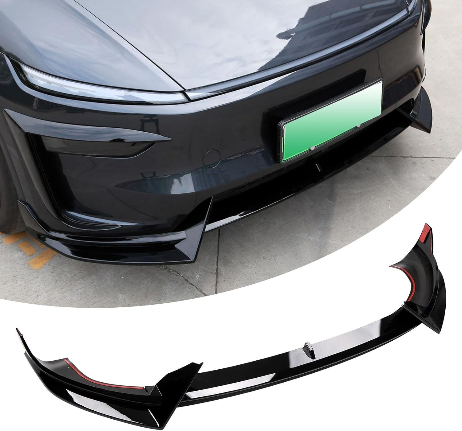 Front Bumper Lip for 2025 2026 Tesla Model Y Juniper, 3-Piece ABS Front Splitter Bumper Lip, Aerodynamic Stability, No-Drill Model Y Juniper Accessories (Glossy Black)