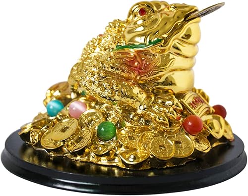 Feng Shui Dinero Rana Estatua Sapo Tres Patas Rana Figuritas en monedas chinas Lingote de oro Dijes de Buena Suerte Lucky Fortune Wealth Decoración