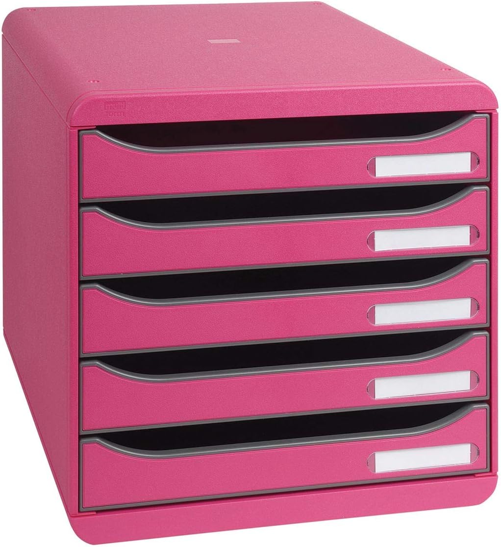 Exacompta Big Box - 5 Drawer Desktop Organizer - 100% Recycled Materials - Fits Letter and A4+ Size Paper - Black w/Multicolored Accents - Dimensions 13 5/8 x 11 x 10 5/8 - Made in Europe