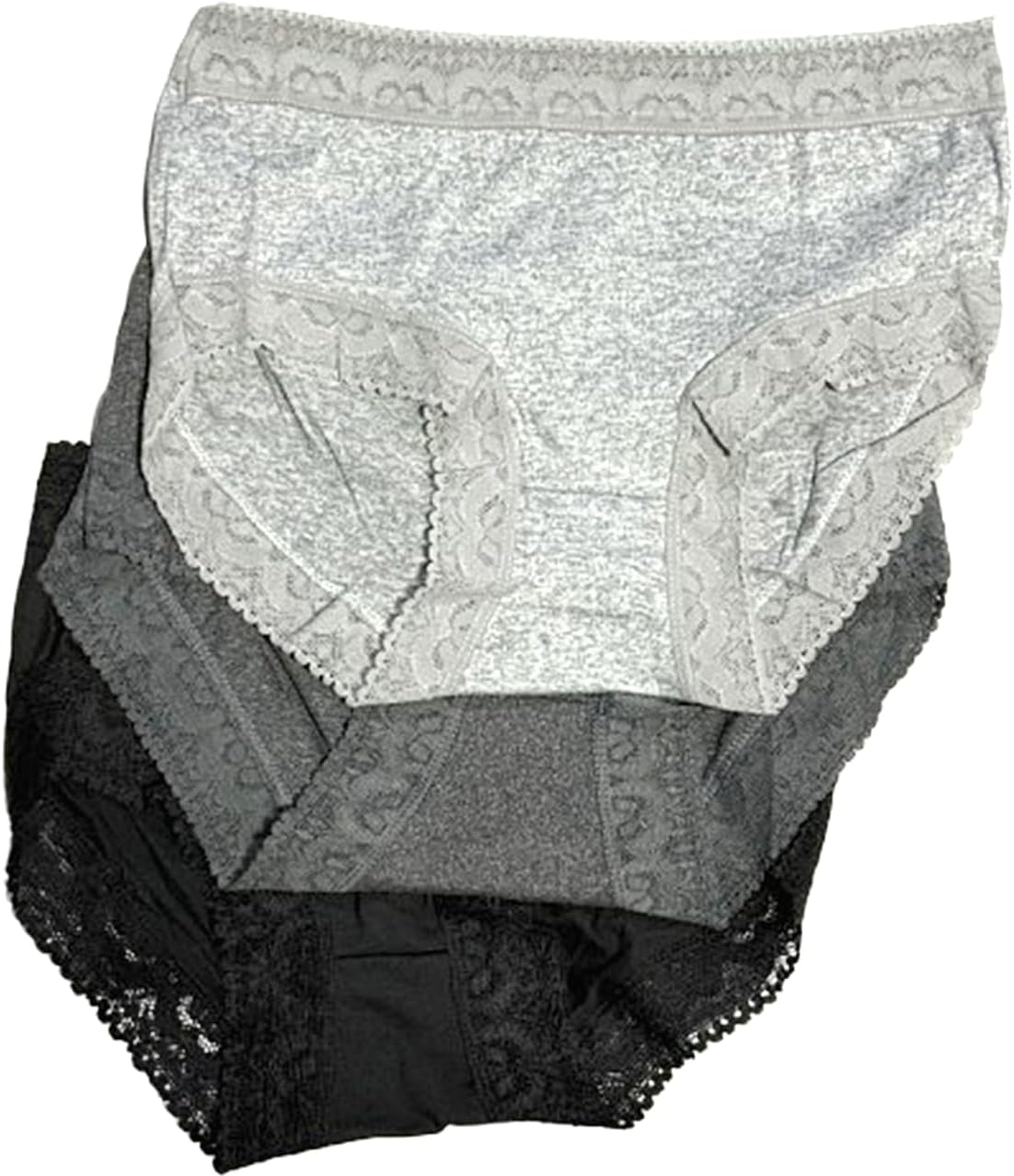 5 pack Adult Unisex High Waist and leg Lace Trim Panties Nylon soft and stretchy Size Hip 42-44 inches Random Color Multi - Image 2