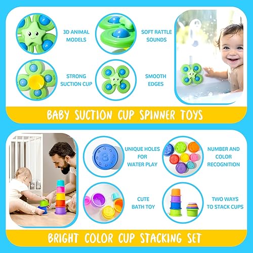 Miniatura 5 de Juguetes Montessori 6 en 1 para bebés de 0-3-6-12 meses, juguetes suaves para la dentición del bebé, cubo sensorial, juguetes apilables de bloques