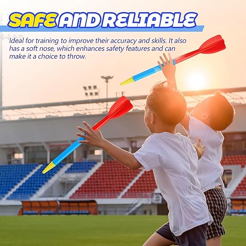 Miniatura 11 de Wettarn 2 jabalinas de entrenamiento de 10.58 oz de jabalina de plástico suave para niños y adultos, competición escolar, práctica de lanzamiento