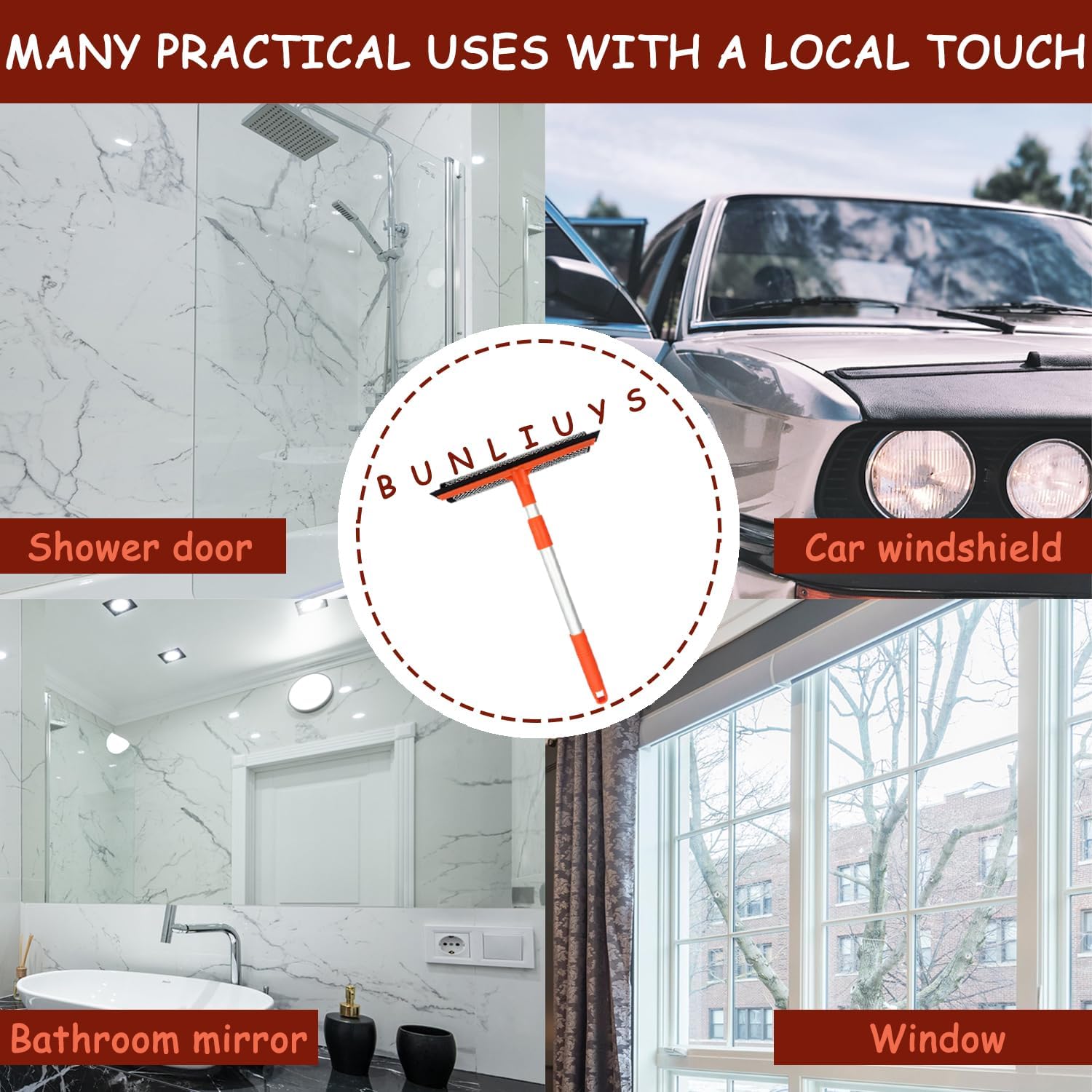 Window Squeee for Window Cleaning with Retractable Pole, Squeee Window