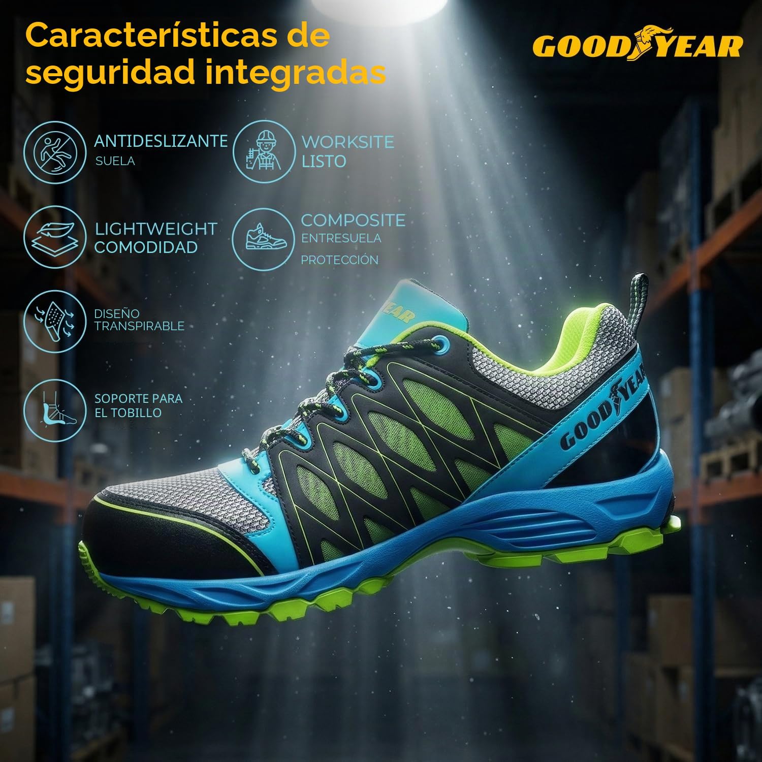 Goodyear GYSHU1503 - Zapatillas de seguridad para hombre, Multicolor, 42 EU (8 UK)