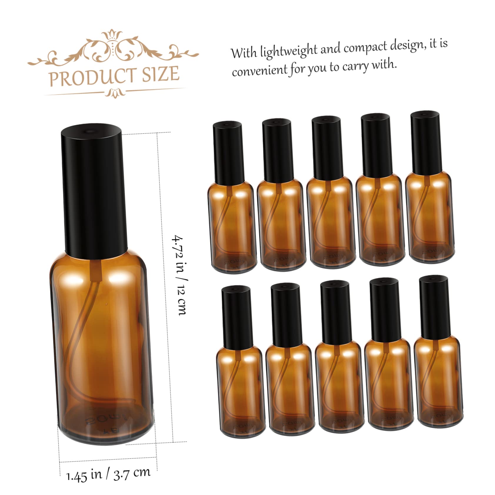 Didiseaon Bottiglia Spray per Profumo in Vetro Marrone 50ml, 10 Pezzi | Ricaricabile e Riutilizzabile, Formato Compatto Leggero, per Viaggio e Outdoor