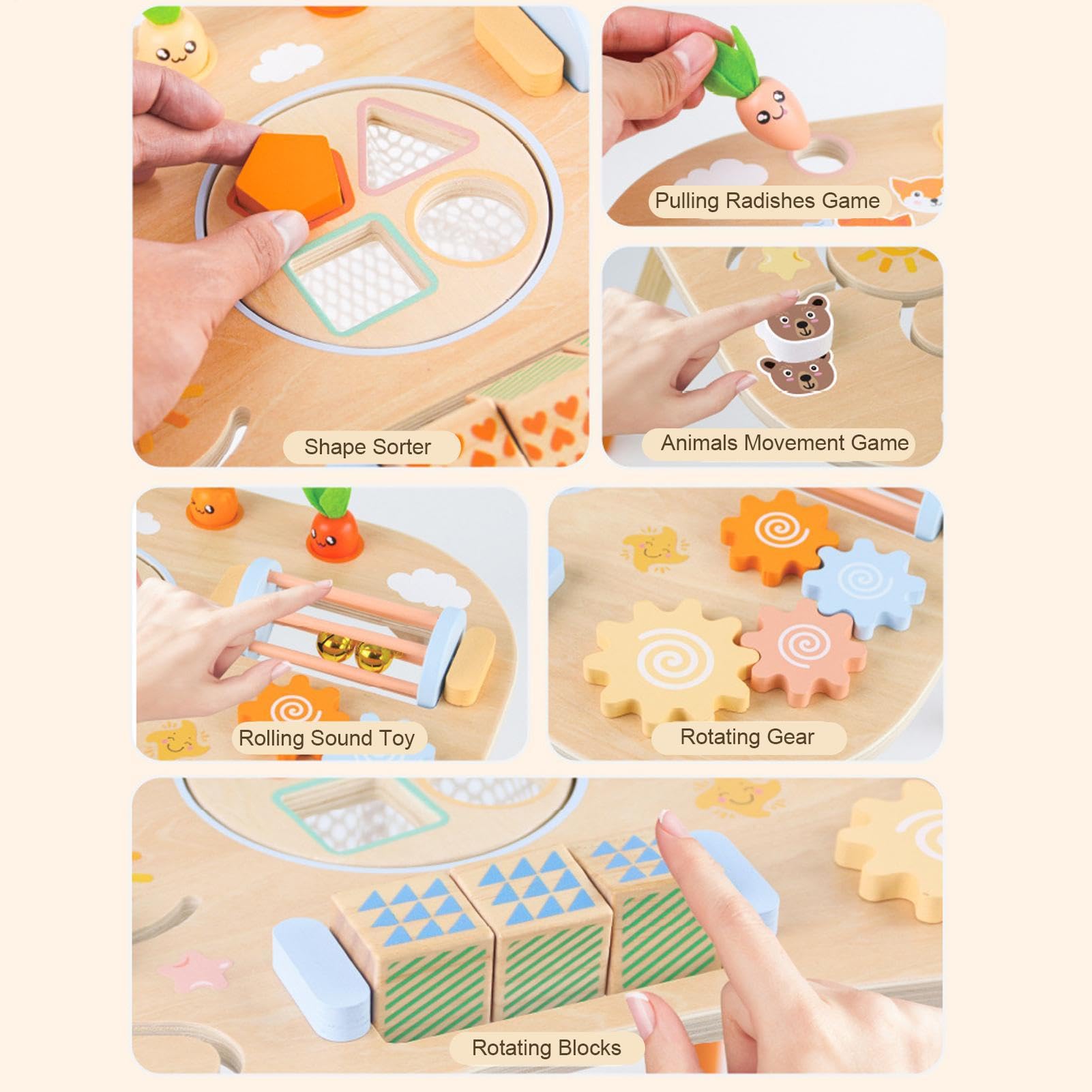 Drewniany stolik aktywności, zabawka Sorter Kształtów i Gra w Dopasowywanie