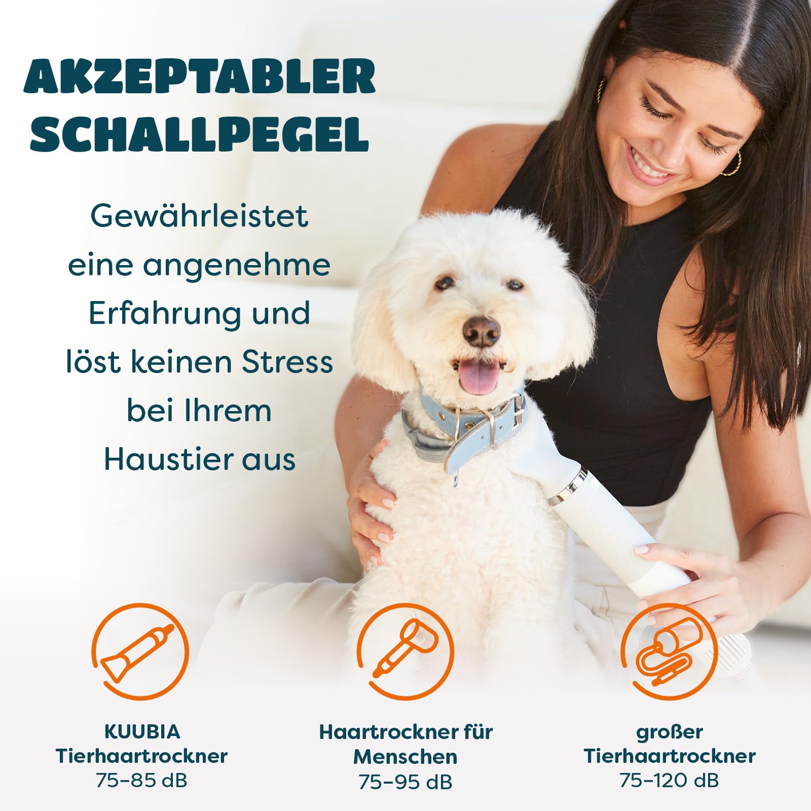 KUUBIA 5-in-1 Hundeföhn 900W | Blower Hundefön | Föhn und Bürste in einem | Tierföhn für Hund & Katze | Hundetrockner | Leise, NTC, Negative Ionen, Tragbar | für alle Rassen und Felltypen - Dryer