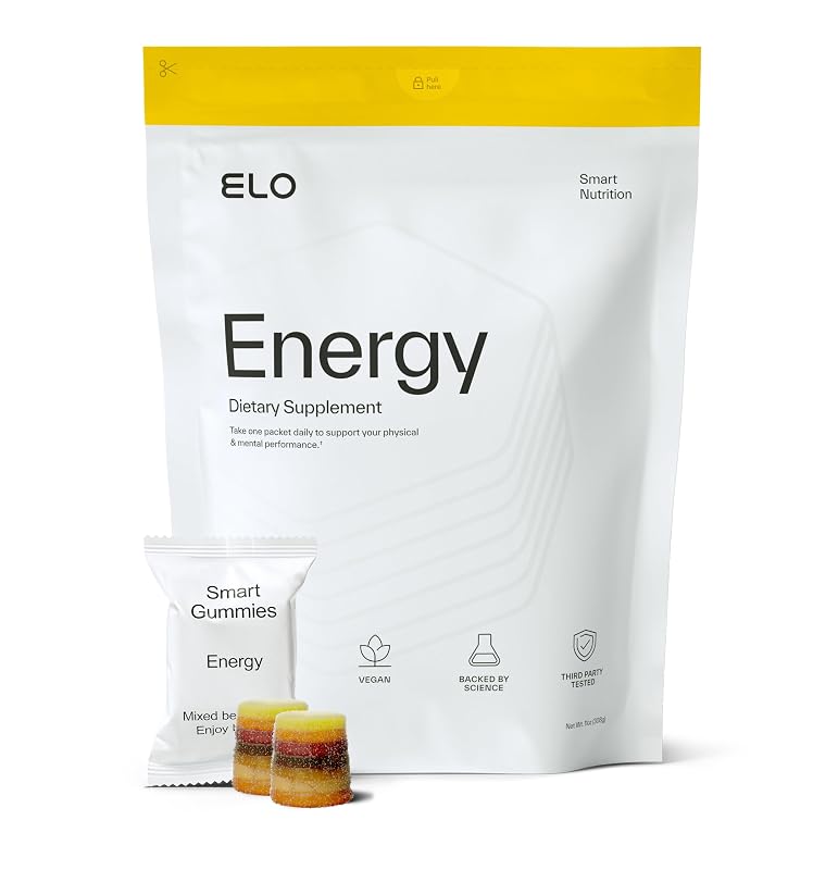 Elo Health Gomas de Coenzima Q10 (CoQ10) 200 mg com vitamina B12 e ginseng, 56 gomas