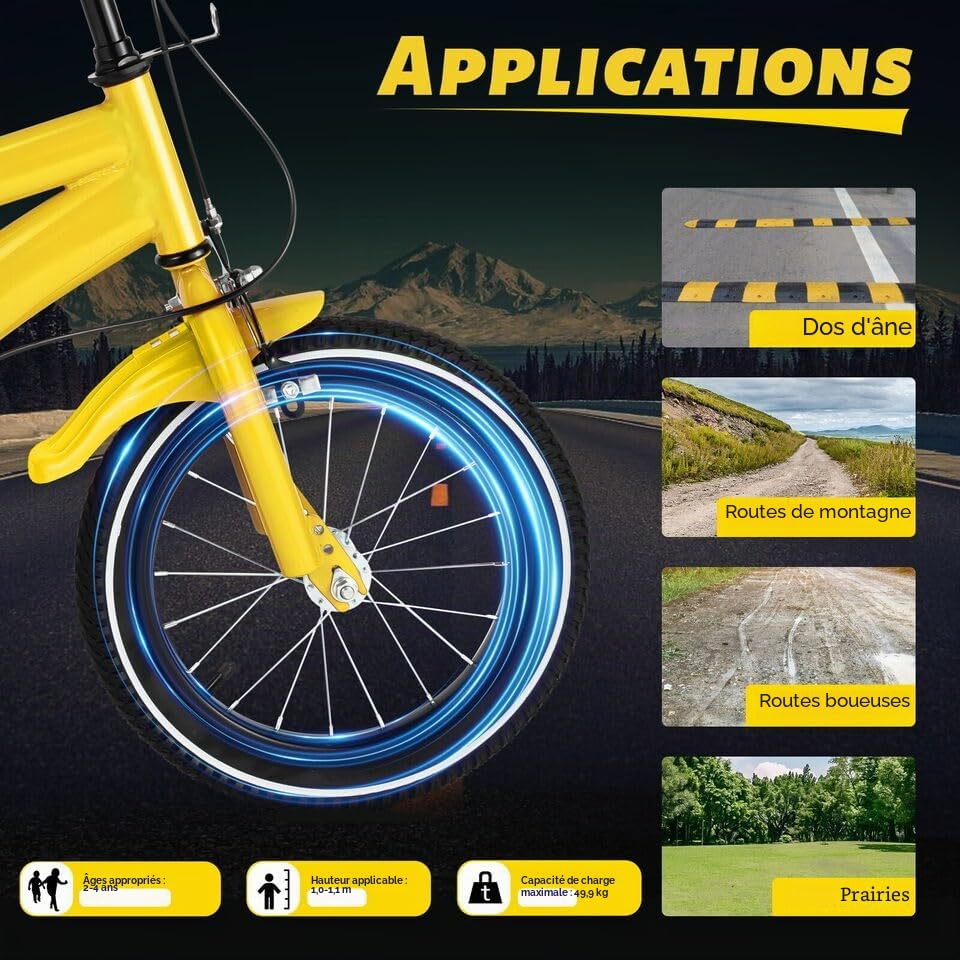 14-Zoll-Kinderfahrrad, Kinderfahrrad Höhenverstellbar, Jungen-Mädchen-Fahrrad mit Stützrädern, Kinder-Balance-Bike Fahrrad für Alter von 3-6 Jahren