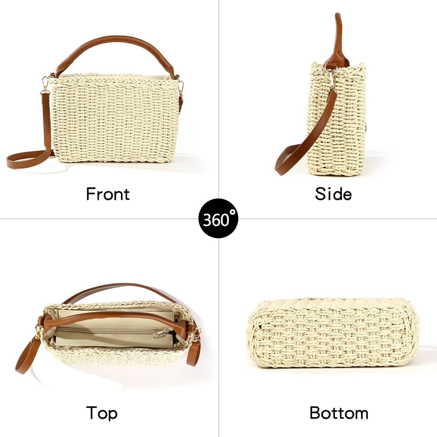 Richeart Summer Purses for Women 2025 - Handwoven Straw Crossbody Bag - Boho Beach Vacation Clutch Purse