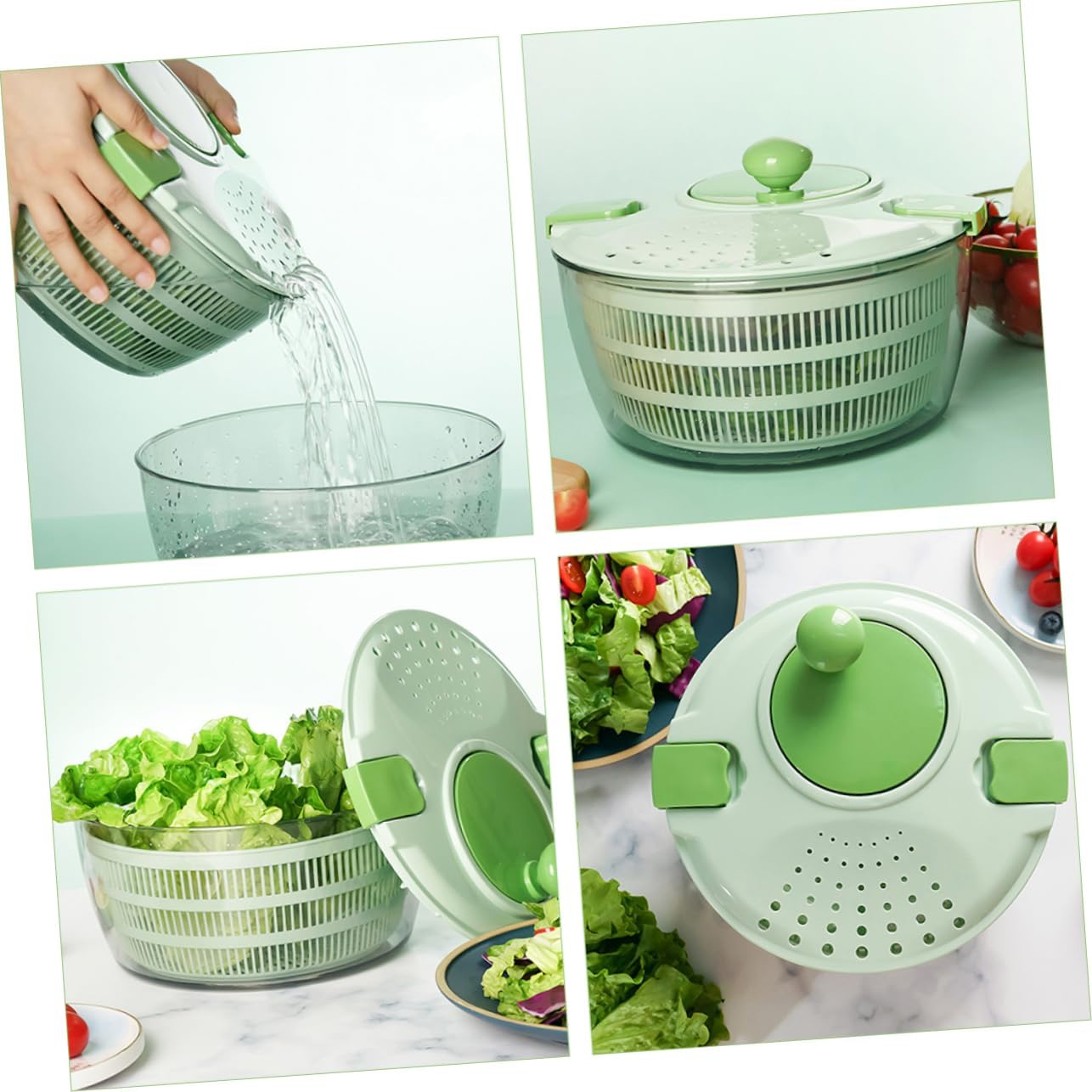 OUNONA Kitchen Strainer Salad Spinner Collapsible Herb Dryer for Quick Vegetable Cleaning