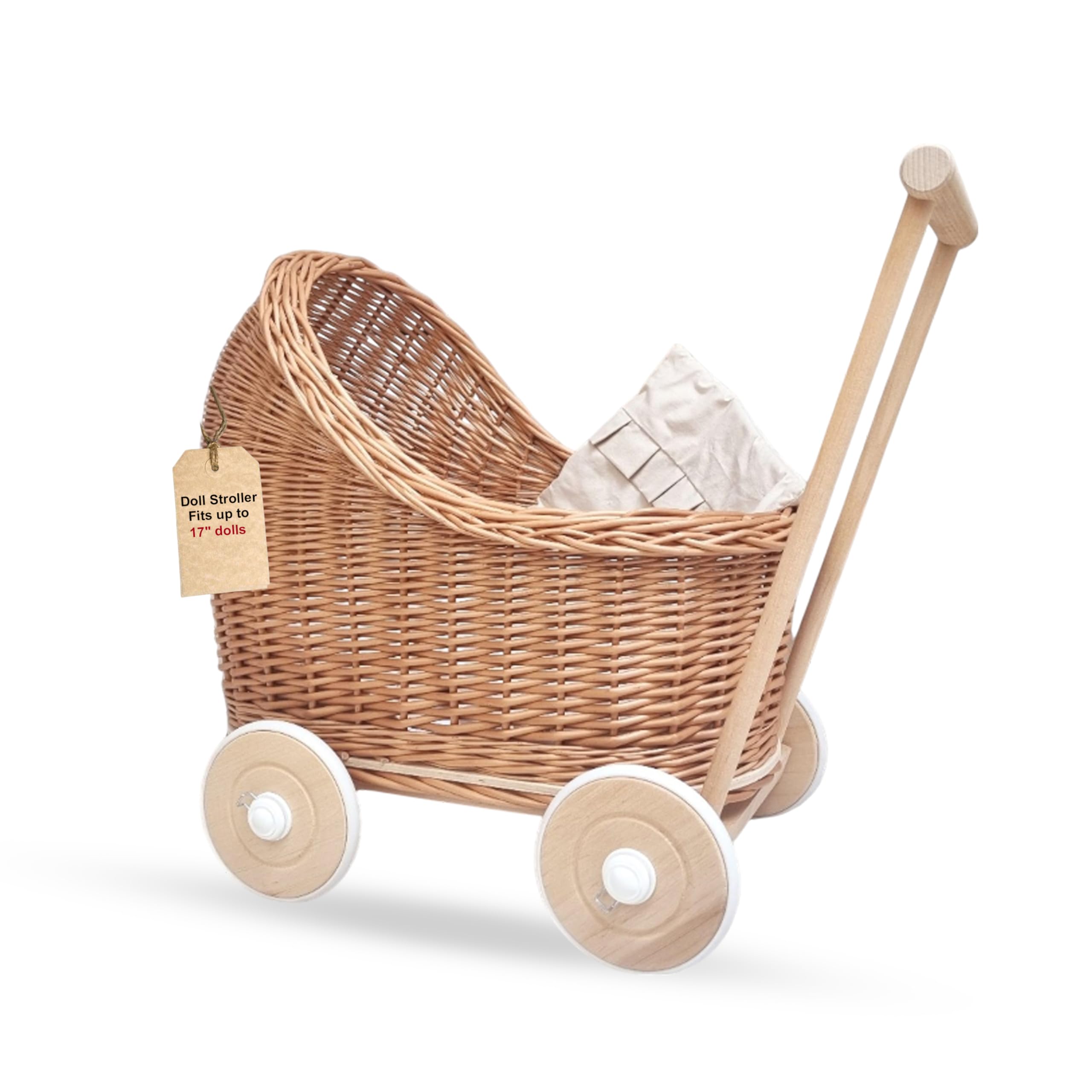 Wiklibox Natural Rattan Doll Stroller