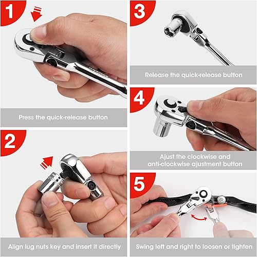 Miniatura 6 de WORKPRO Juego de trinquete de cabeza flexible de 4 piezas 14 pulgadas 38 pulgadas 12 pulgadas 38 pulgadas trinquete de 72 dientes con revestimiento