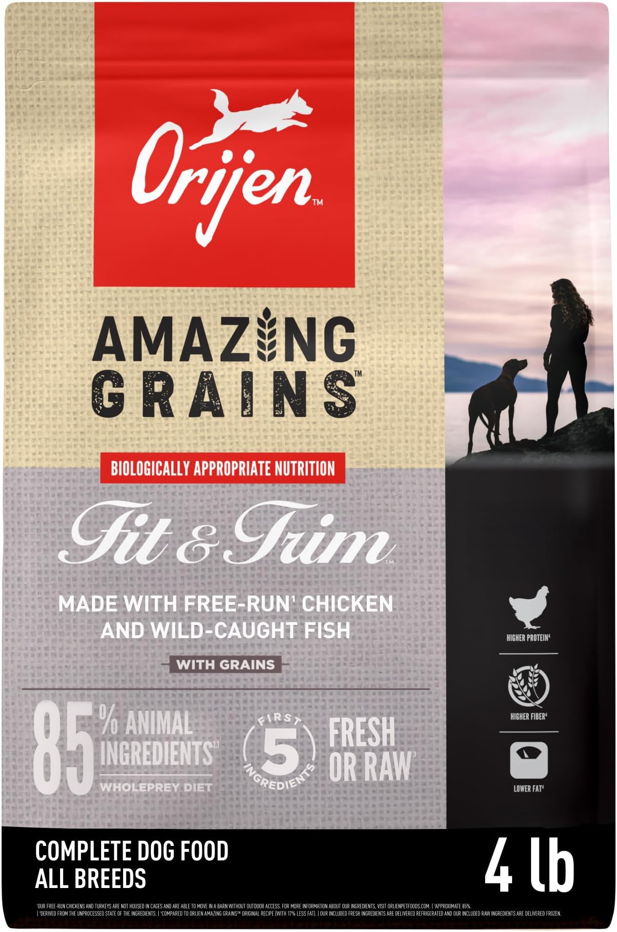 Amazing Grains High Protein Dry Dog Food Fit & Trim Recipe 4lb Bag