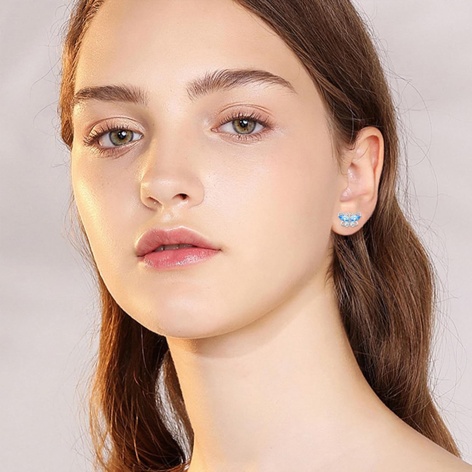 Dreamboat Butterfly Birthstone Small Stud Earrings 925 Sterling Silver Cubic Zirconia Butterfly Jewelry Valentine's Day Anniversary Birthday Gifts for Women - Image 5