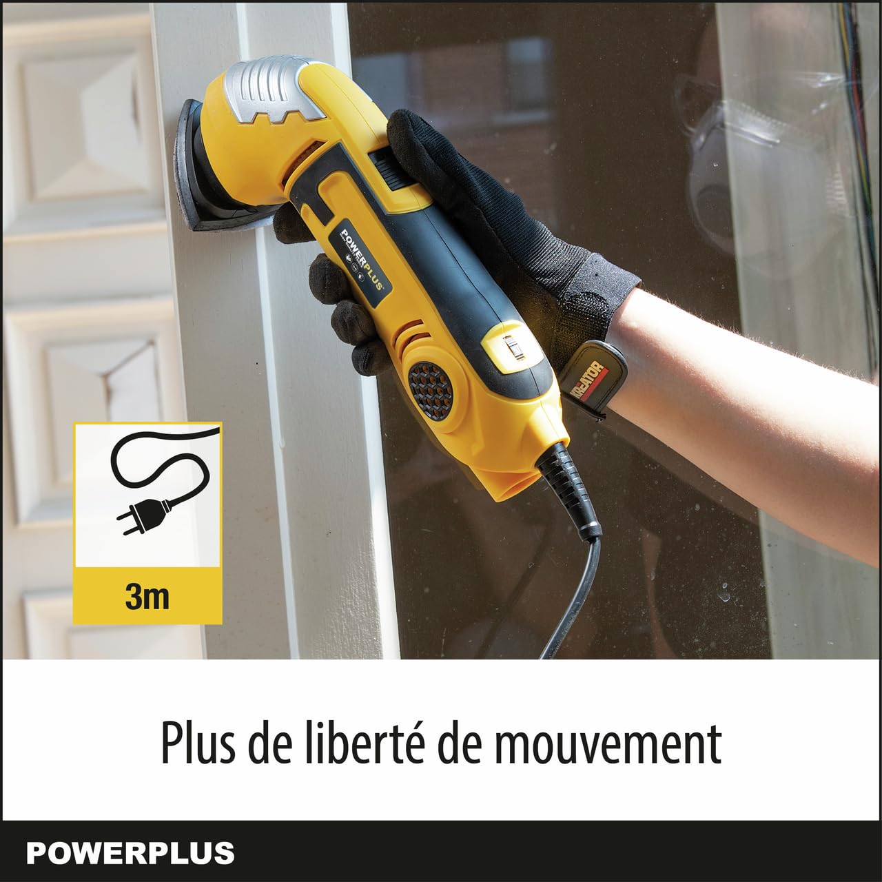 Powerplus Ponceuse Delta POWX0490 - Ponceuse Triangulaire 300 W, 3 Feuilles de Papier Abrasif et Adaptateur d'Aspiration