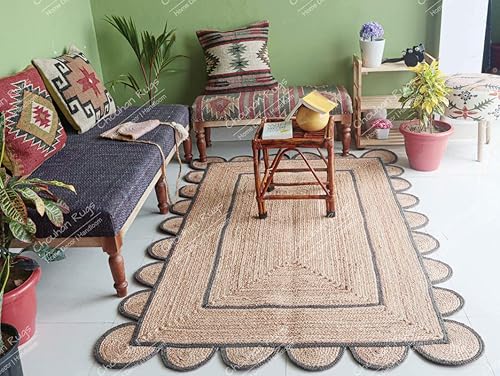 Miniatura 9 de Chouhan Rugs Area Rug - Alfombra trenzada a mano de yute natural, color azul marino