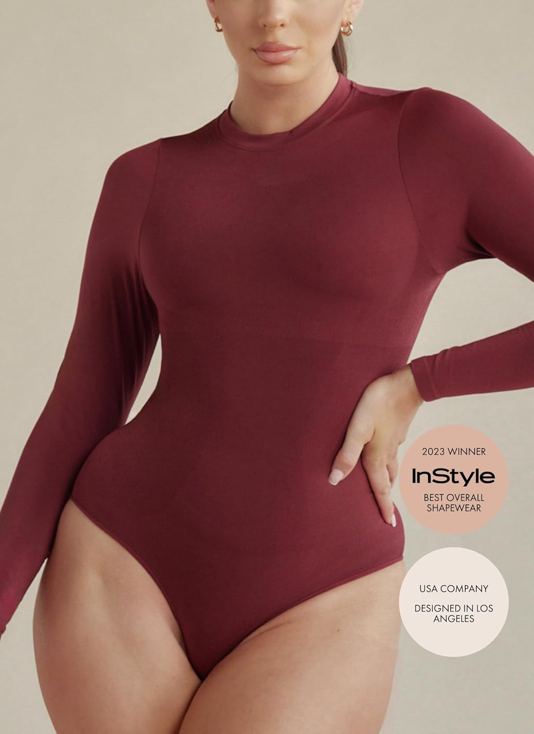 Pinsy Shapewear Long Sleeve Crew Neck Butter Sculpt® Seamless Shapewear Bodysuit