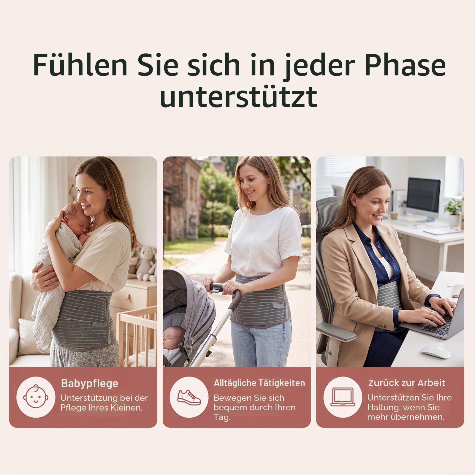 Mamaway Bauchband nach der Geburt, C-Abschnitt, Bauchbinde für postnatale, verstellbare Bauchwickel, Bauchstütze, Rückenschmerzlinderung (Polyester aus Bambuskohlefaser)