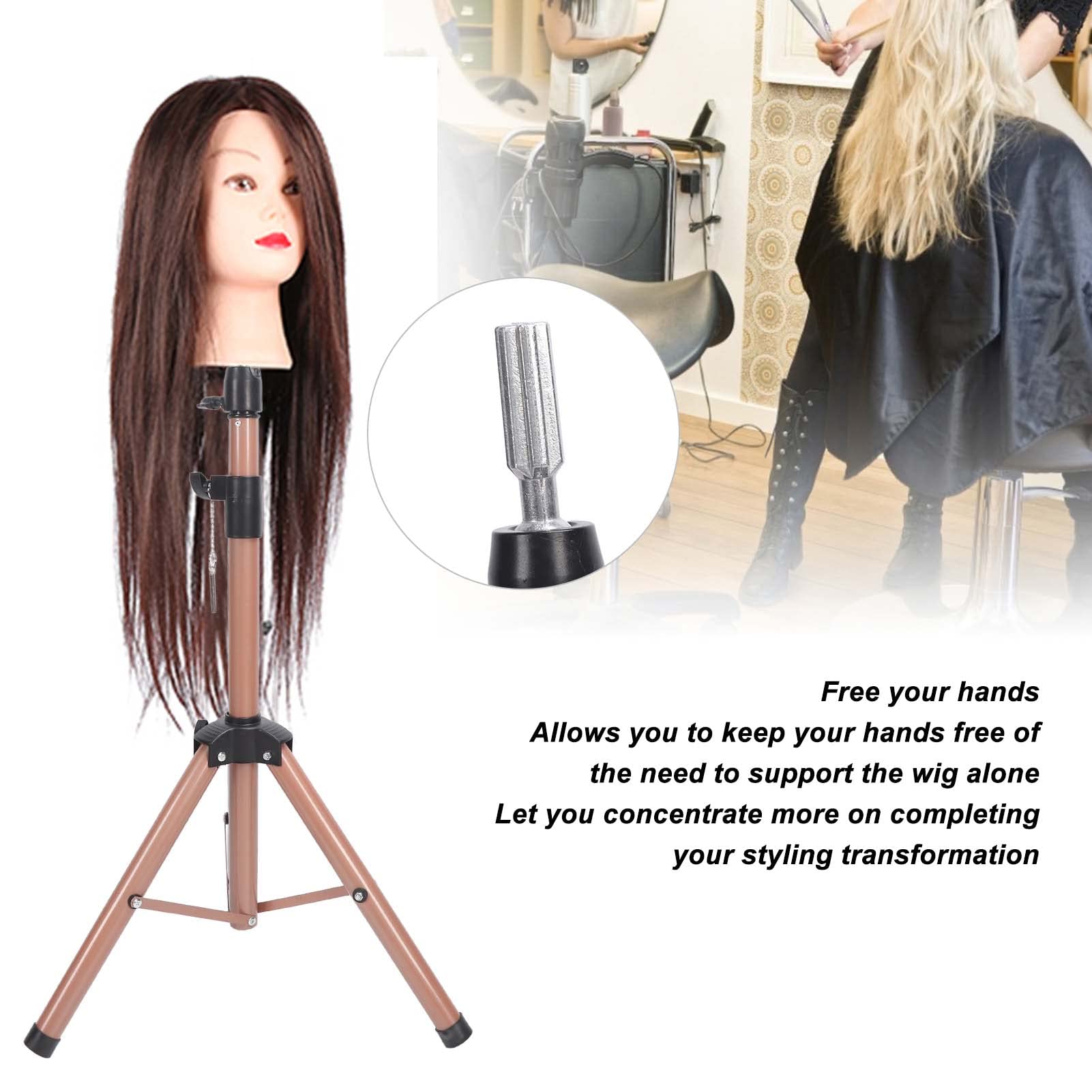 Perückenstativ, Professioneller Verstellbarer Perückenstativständer für Styling, Upgrade Faltbares Perückenständerstativ für Kosmetologie-Friseurtraining, Stabiler Mannequinkopfständer aus Aluminiumle