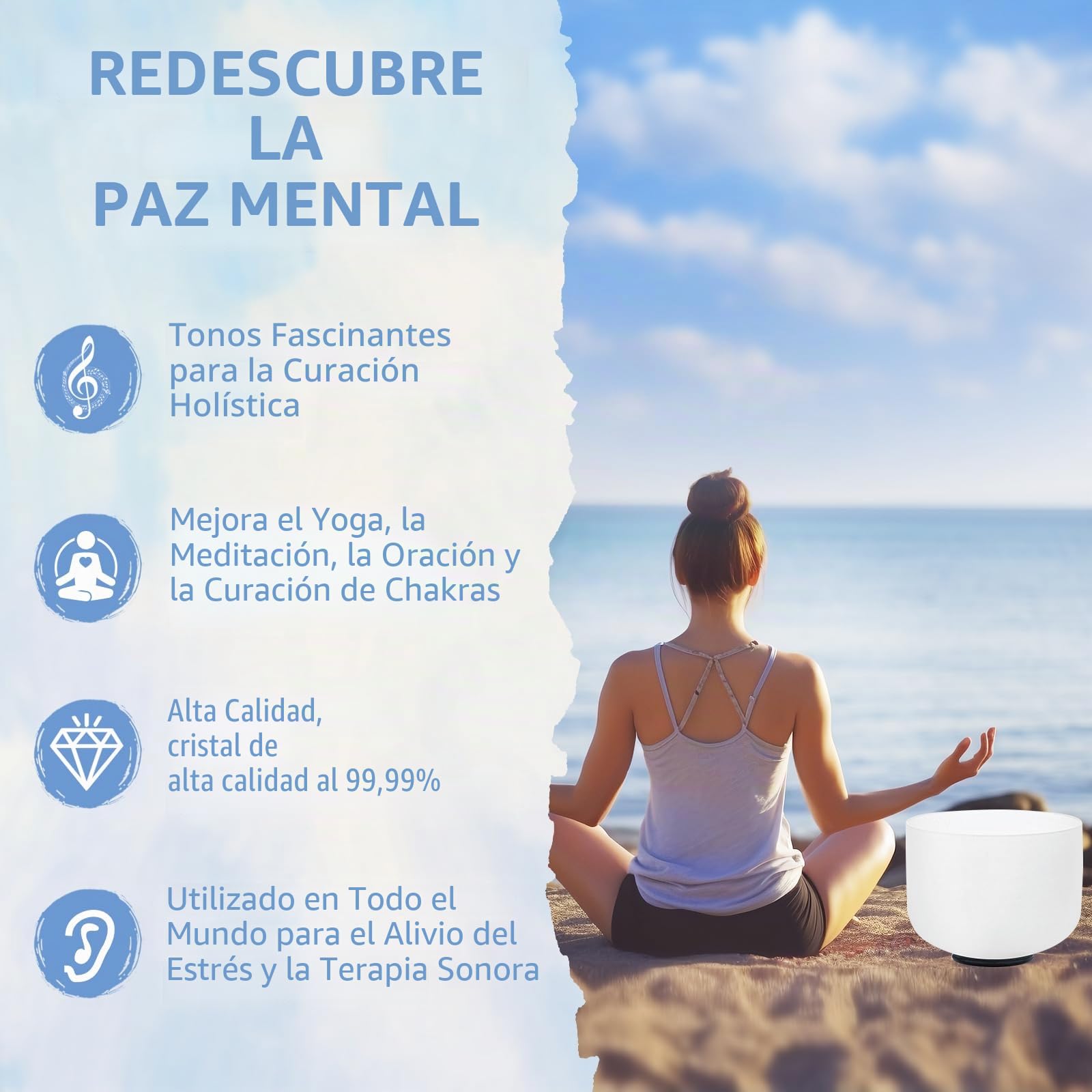 Hye-eun Juego de cuencos sonoros de cristal, 6-12 pulgadas, 432 Hz, 7 chakras, con bolsa de transporte, para meditación, sanación de sonido, instrumentos musicales, instrumentos musicales