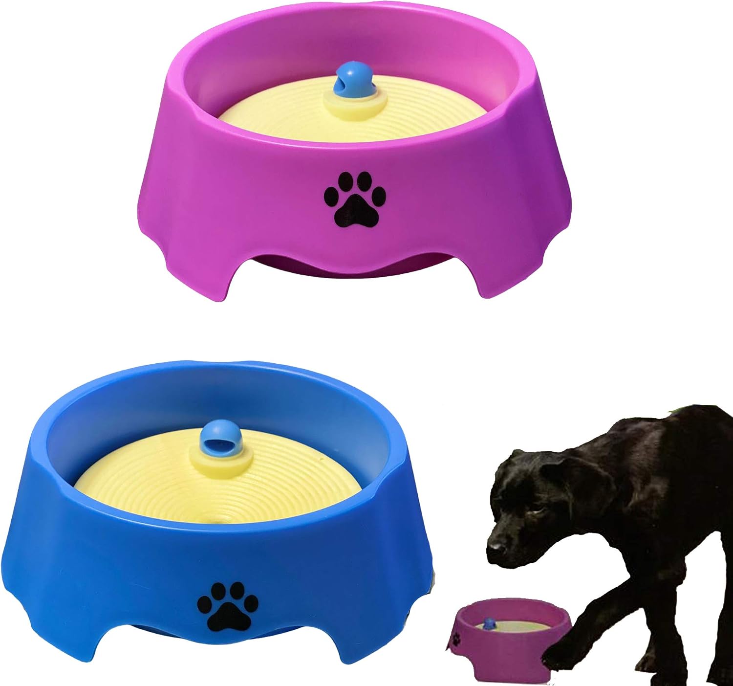 Pet Living Dog Cat No Spill No Mess Pet Bowl Suitable for Slower Drinking for Dog Puppy Cat water Bowl (Purple) - Image 3