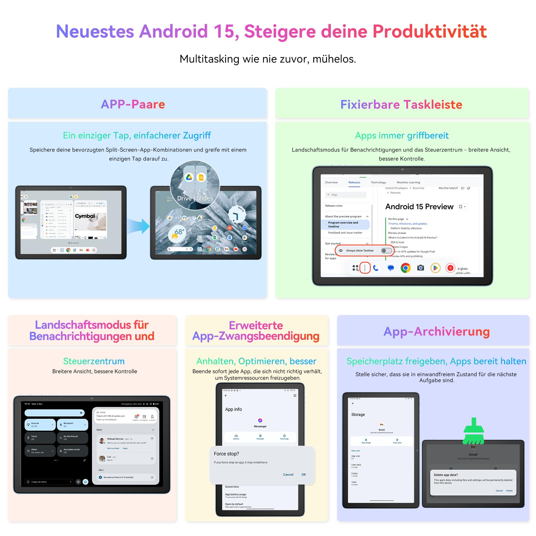 Blackview Tab60 Pro Android 15 Tablet 10 Zoll, 24GB(8GB+16GB Erweiterung) RAM+128GB ROM(2TB TF), Dual 4G LTE SIM,Octa Core PC Tablets, 7700mAh Akku, Widevine L1 HD Display, 5G WiFi, Face ID, GPS