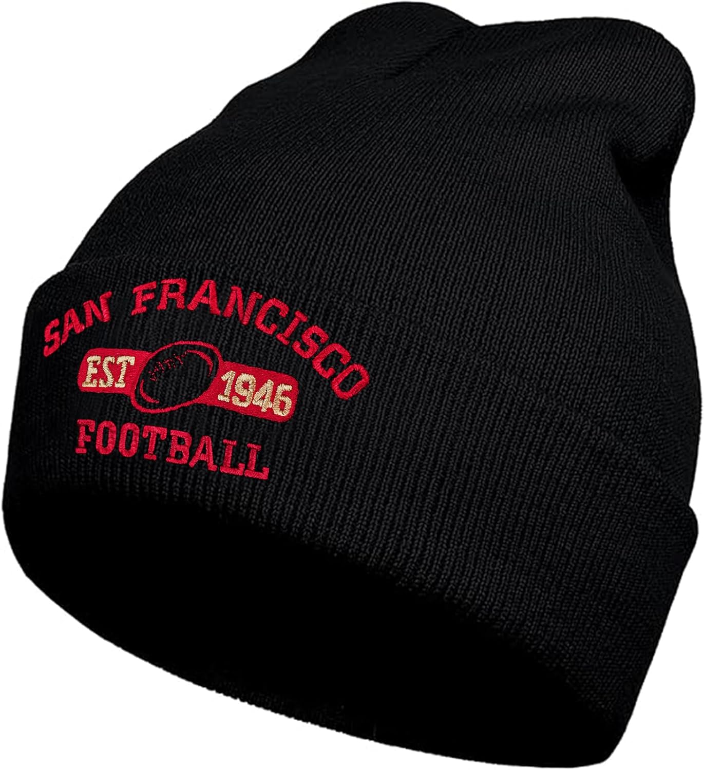 Embroidered Football Beanie Unisex Winter Cap Warm Knit Hats for Football Fan Gifts