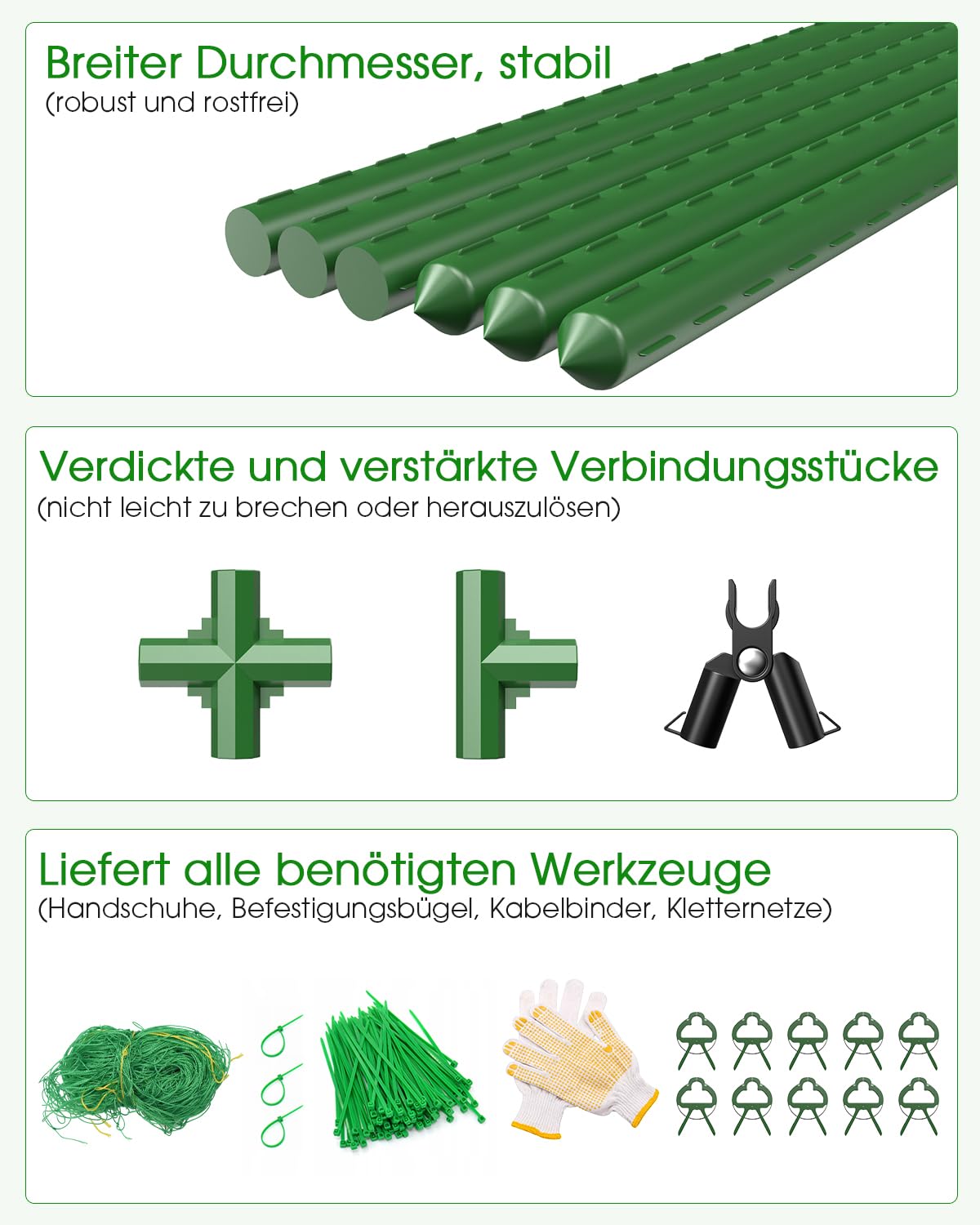 MYMULIKE 2 Stück Gurken Rankhilfe, 168cm x 120cm Garten Rankgitter für Kletterpflanzen im Freien, A-Rahmen, Abnehmbares Rankhilfe für Hochbeet, Trellis für Tomaten, Kürbis, Gemüse, Blumen