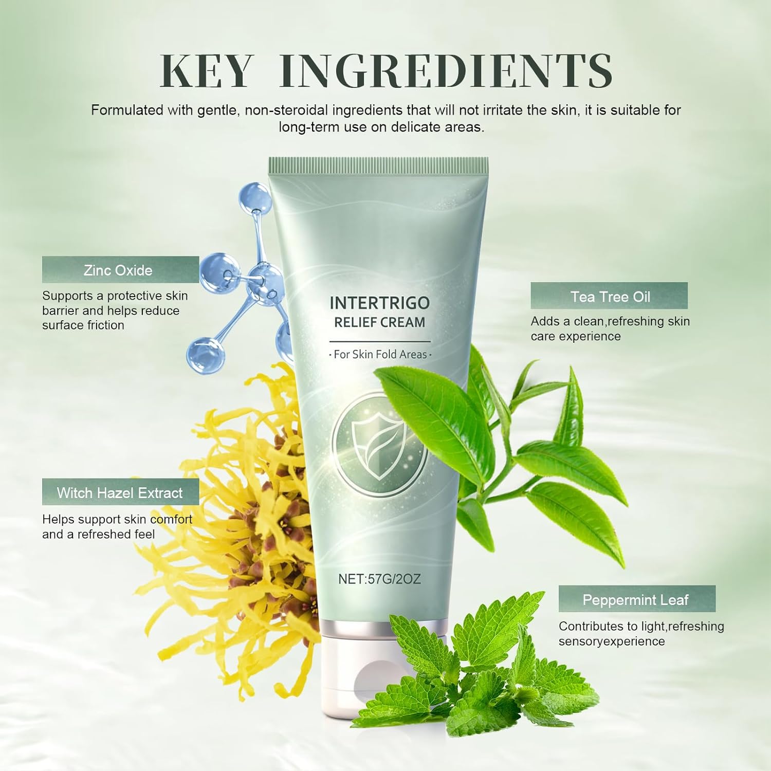 2PC Intertrigo Cream – Skin Fold Care & Chafing Support Cream with Zinc Oxide & Undecylenic Acid, Non-Steroid Formula to Soothe Irritated Skin & Reduce Moisture and Friction - Image 5