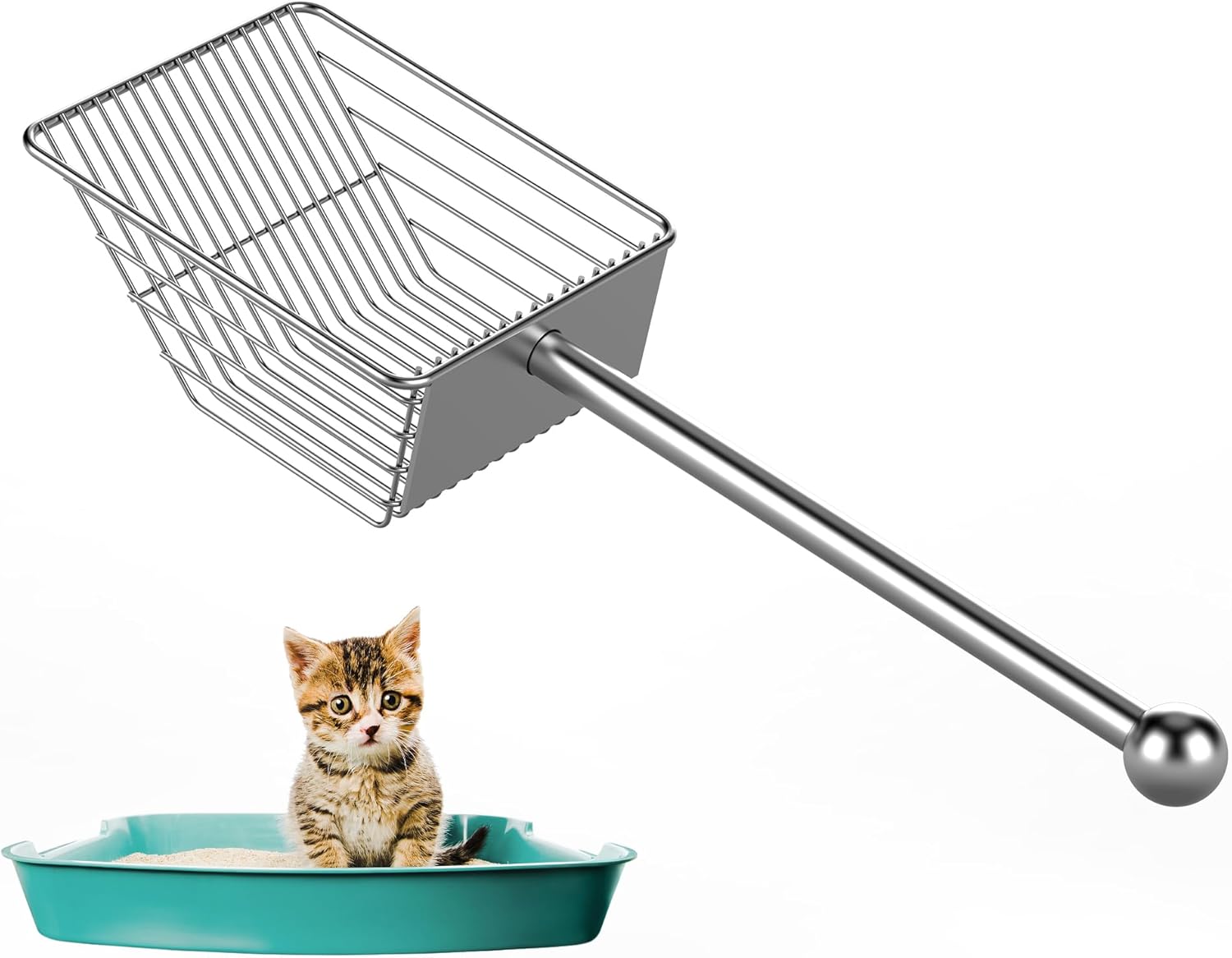 SARSTRY Fast Sifting Cat Litter Scoop, Stainless Steel