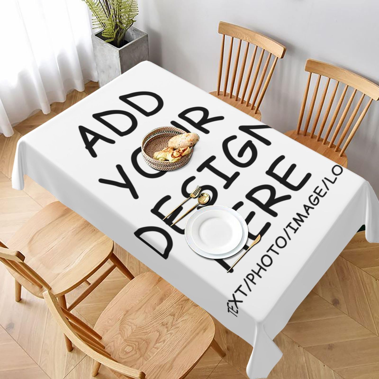 Waficac Style07 Custom Table Cover Add Your Own Design Photo Text Personalized Tablecloth Rectangle For Parties, Household, Anniversary Activities 60 X 90 Inchs
