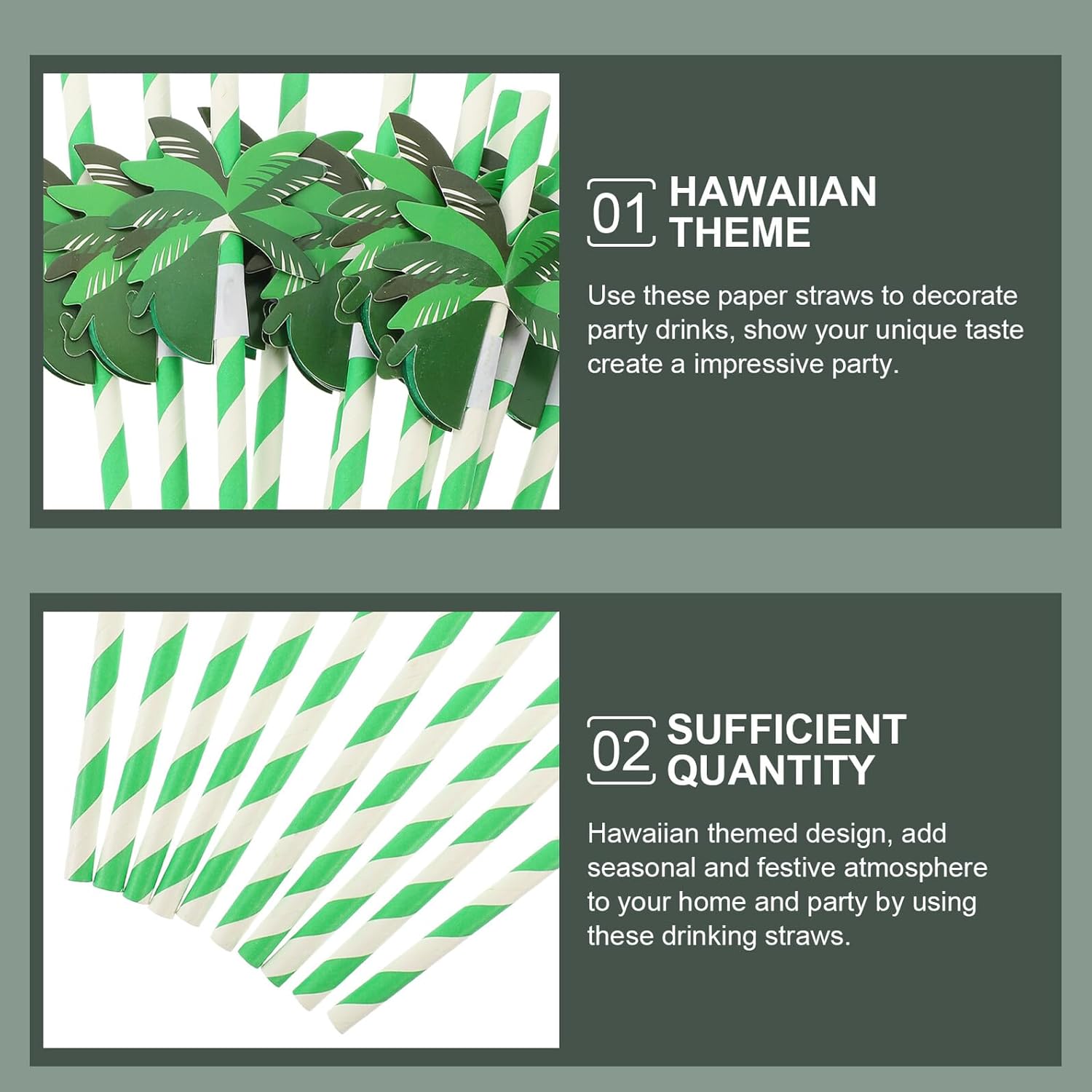 STAHAD 50pcs Disposable Paper Straws Island Palm Tree Cocktail Drinking Straws for Hawaiian Luau Party Birthday Travel Supplies
