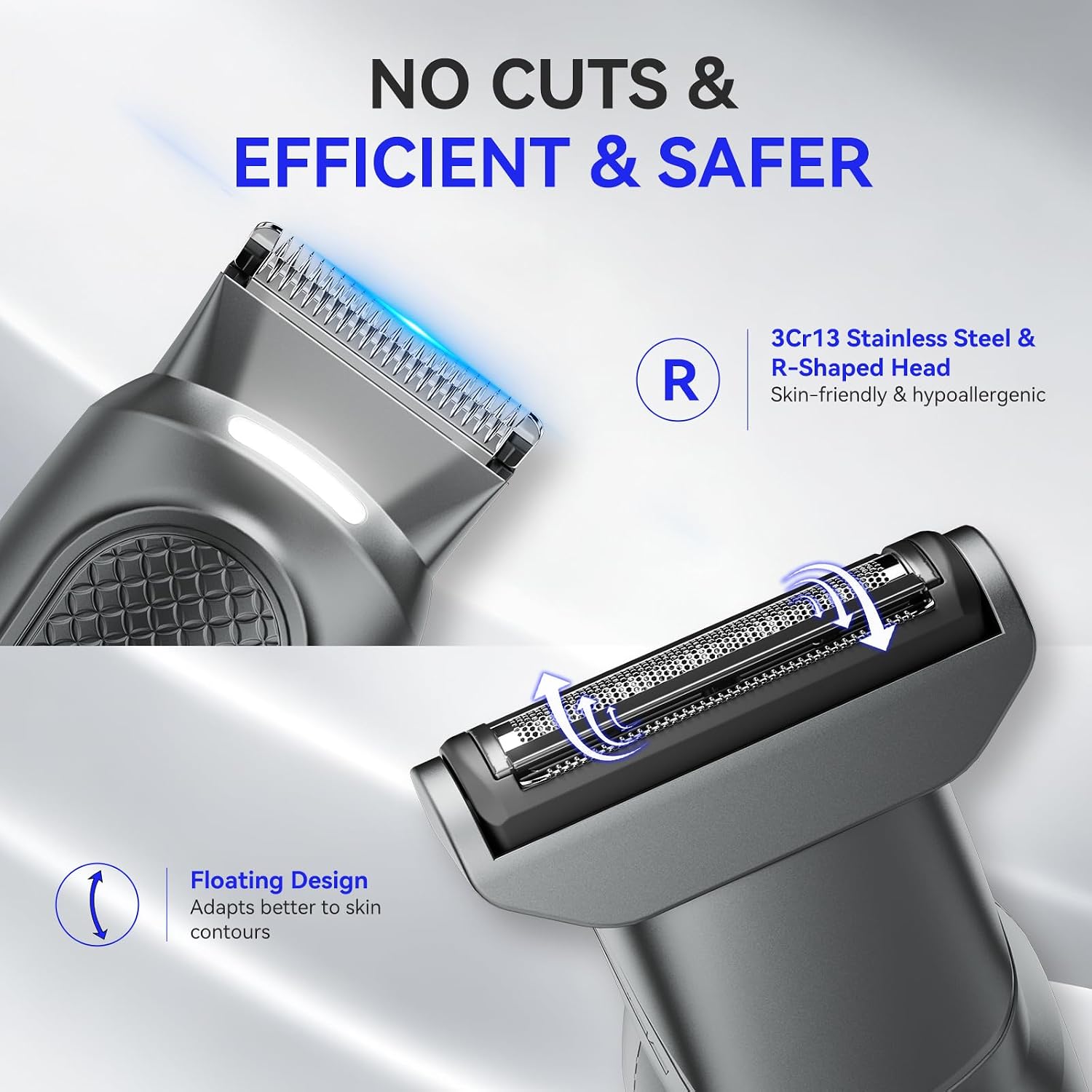 kensen LED Body Hair Trimmer for Men, 3‑in‑1 Pubic Hair Trimmer