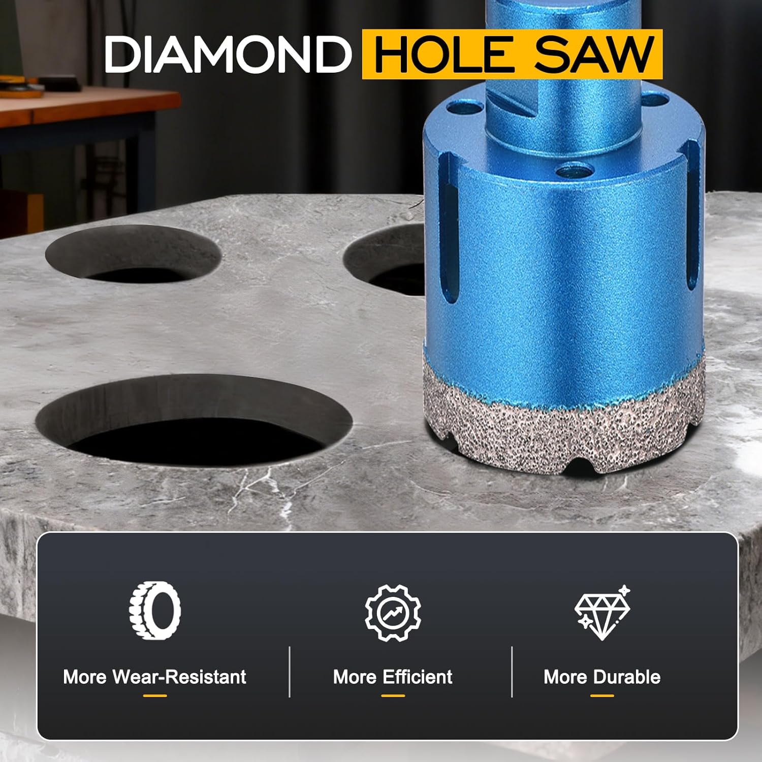 Diamond Hole Saw 5-7/8" /150mm - 1 PC - Good for Precise Working in Porcelain Tile, Marble, Ceramic - Angle Grinder Diamond Drill Bit - Blue