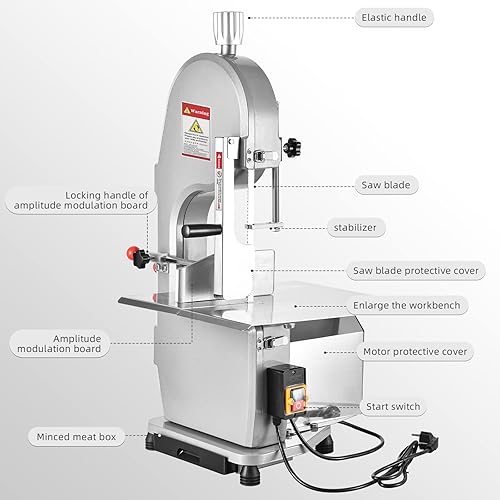 Miniatura 4 de Chbiao Sierra eléctrica de hueso de carne de 1500 W, sierra de cinta, cortador de carne congelada, carnicero, sierra de hueso comercial, sierra de