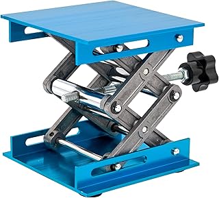 BREUAILY 4x4 inch Lab Jack Stand Aluminum Lab Lift Jack Lab Jack platform Scissor Lift Laboratory Support Jack Platform for Raising Lowerring Router Laser Lab Lift Tables (Aluminum)