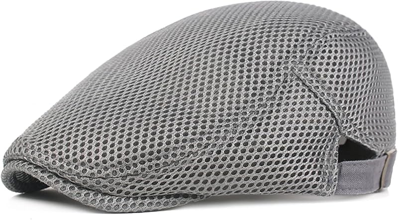 DIYDECAL Mens Breathable Mesh Summer Hat Adjustable Newsboy Beret Ivy Cap Cabbie Flat Cap