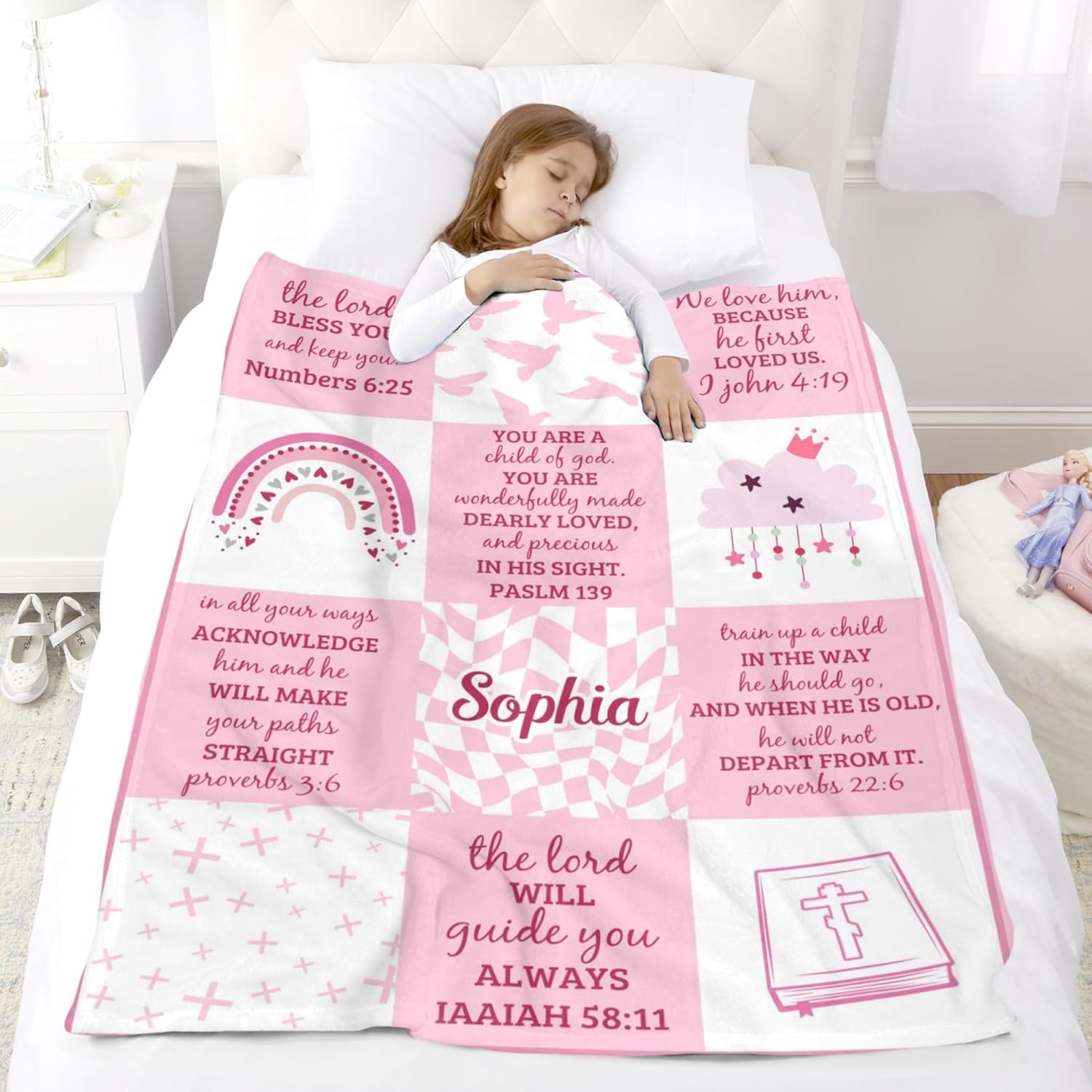 Artsadd Christian Gifts for Girl Custom Blankets with Name - I Am a Child of God Blankets - Personalized Throw Blanket Inspirational Religious Birthday Baptism Gift for Girls, 50x60 Inch