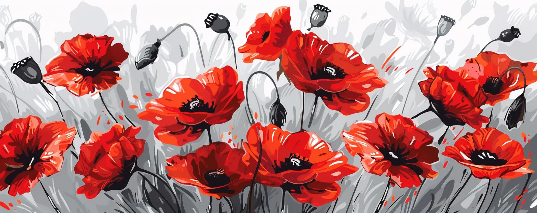 Pintar por Numeros Amapolas Flor Pintar por Numeros Adultos 40x100 cm Sin Marco, Lienzos Numerados para Pintar por Numeros Niños DIY Kit de Pintura por Numeros con 3 Pinceles, Hogar Decoración yf628