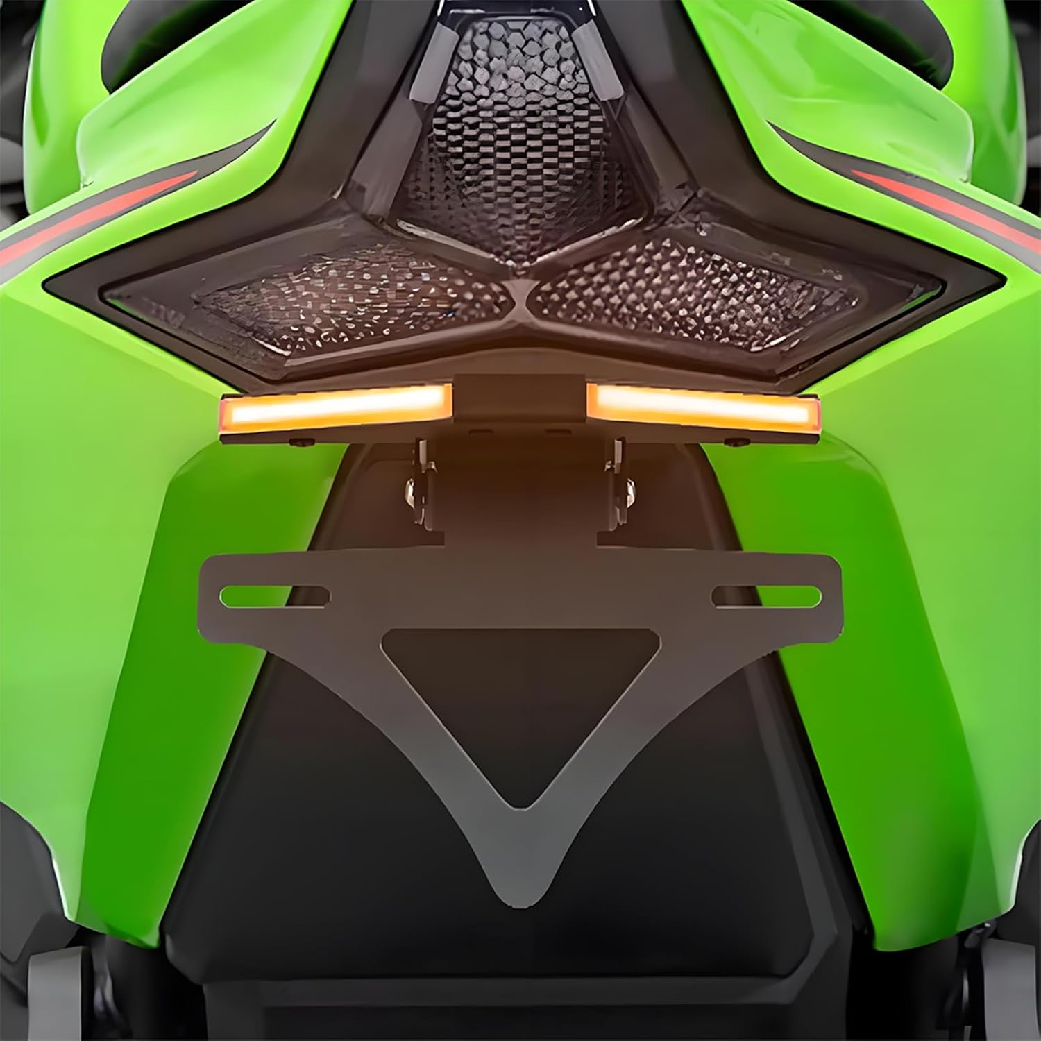 Motorcycle Rear License Plate Holder with LED Light Compatible with KAWASAKI NINJA ZX4R / ZX4RR 2020 2021 2022 2023 Fender Eliminator Kit with TurnSignal ZX-4R Tail Tidy License Plate Bracket ZX4R