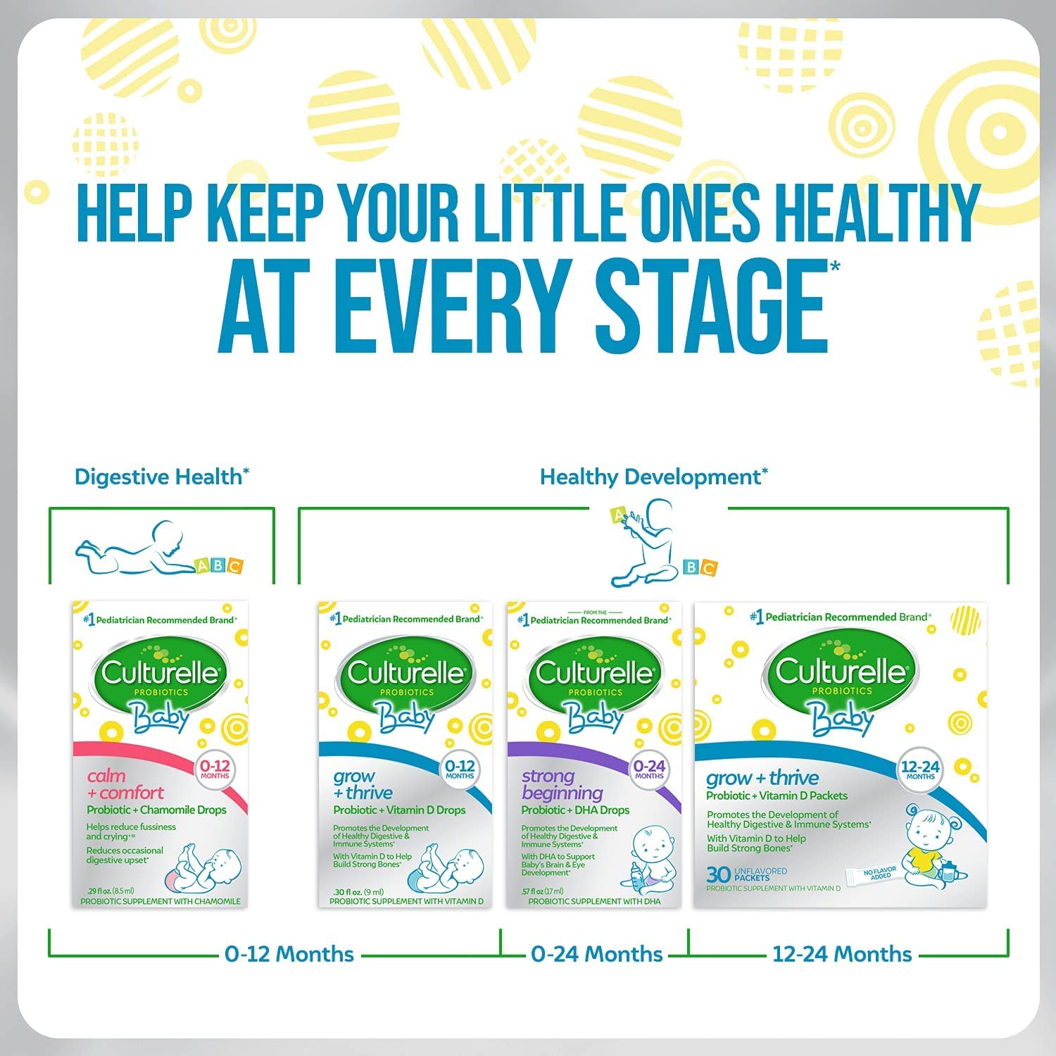 Buy Culturelle Baby Grow + Thrive Probiotics + Vitamin D Packets, Helps