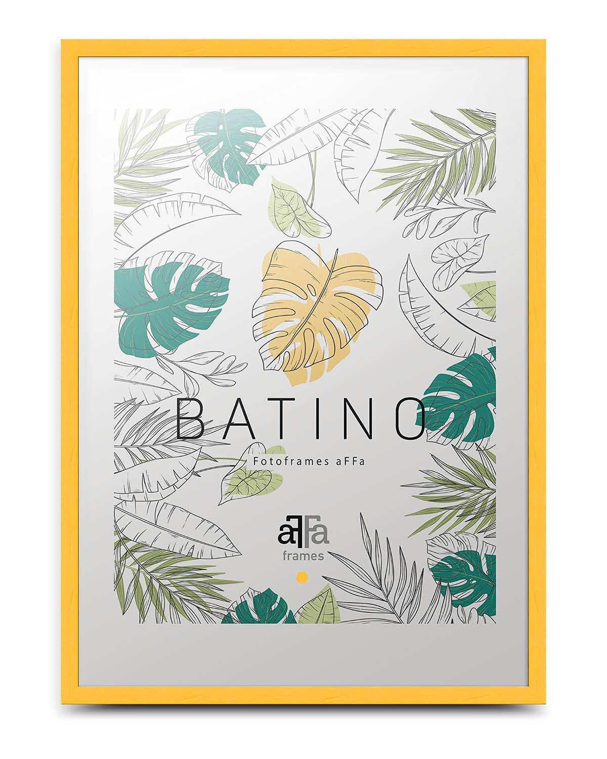 aFFa frames, Batino, Marco de fotos de madera, Ligero, Rectángulo, Con frente de cristal acrílico, Dorso HDF, Amarillo, 50 x 70 cm