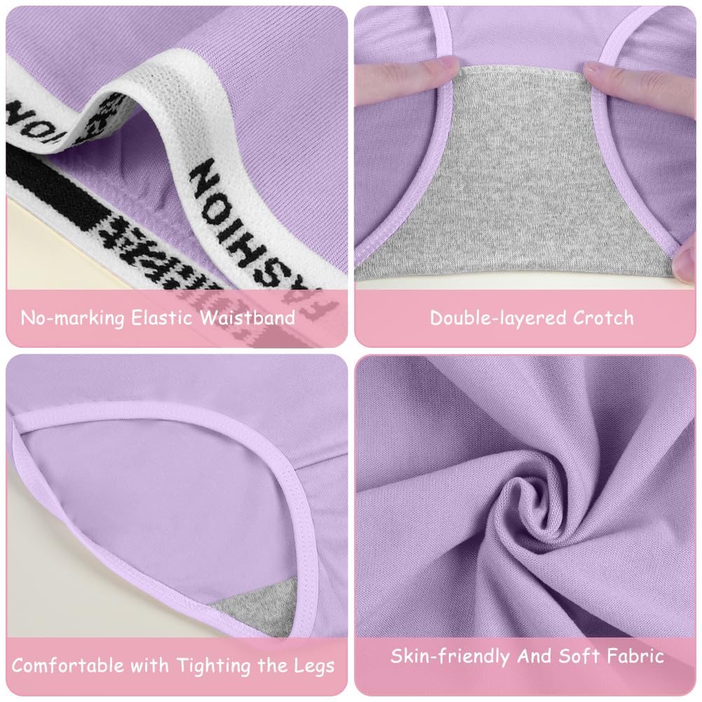 8 Pack Teen Girls Knickers, Soft Briefs Cotton Seamless Underwear, Underpants Essential Elastic Panties, Plain Knicker for Age 8-18 Girls and Women — view 6