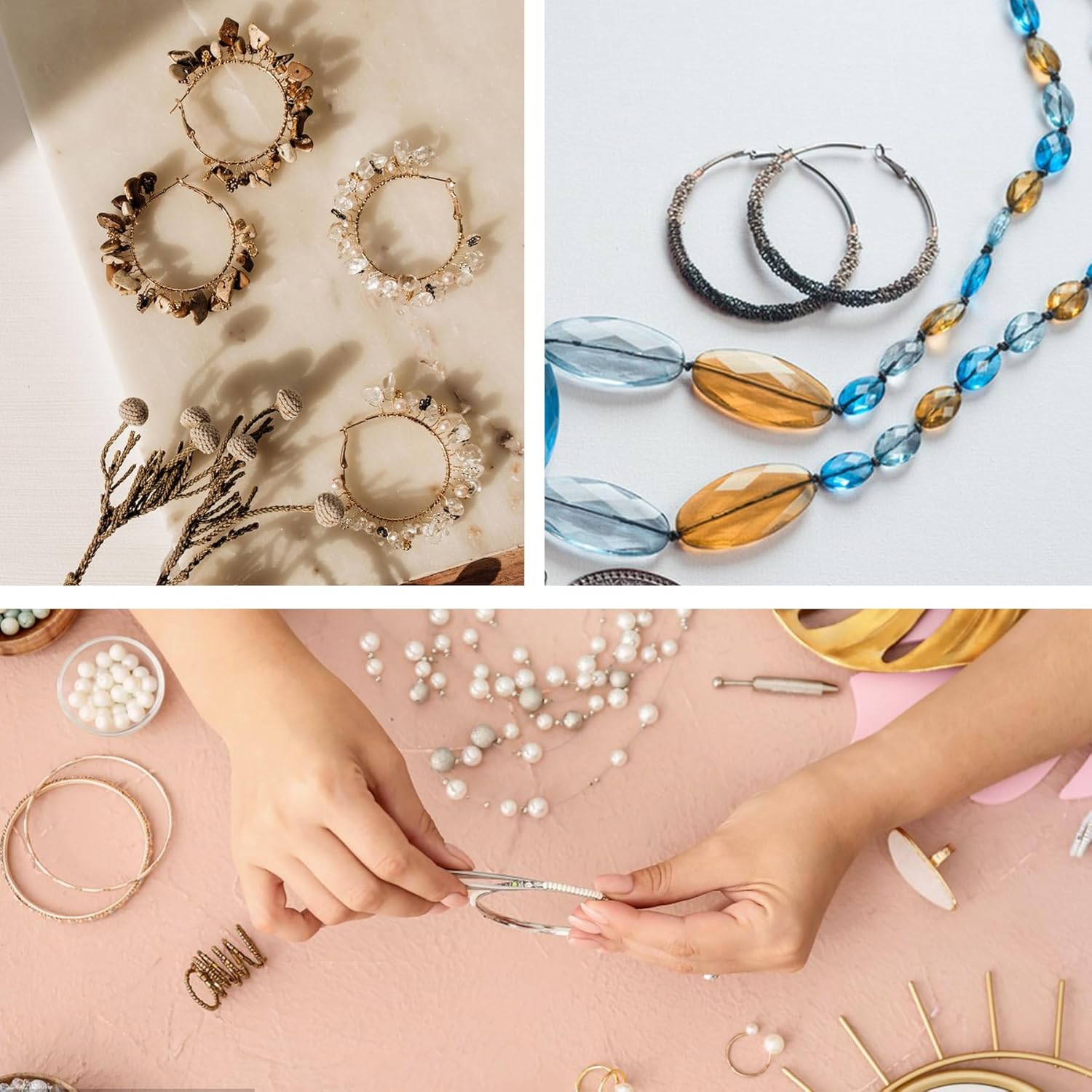 96PCS Hoop Earrings Finding, Round Hypoallergenic Earring Hoops, Stainless Steel Open Beading Hoop, for Women's Jewelry Making, DIY Earrings Crafts, 6 Sizes - Image 3