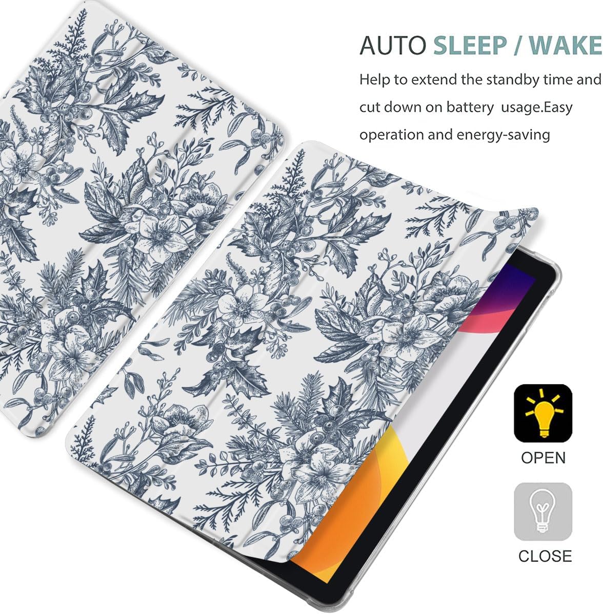 MAYCARI Slim Case for iPad A16 11 inch 2025 with Pencil Holder, Original Aesthetic Blooming Flowers Soft TPU Back Protective Cover Shell for iPad 10th Generation, Auto Sleep/Wake Slim Shell
